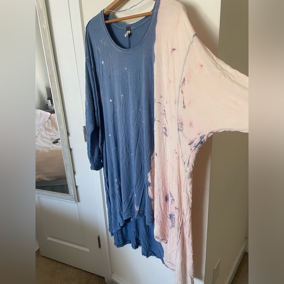 Free People Electric Bleach Tie Dye High Low Tunic - Picture 3 of 7